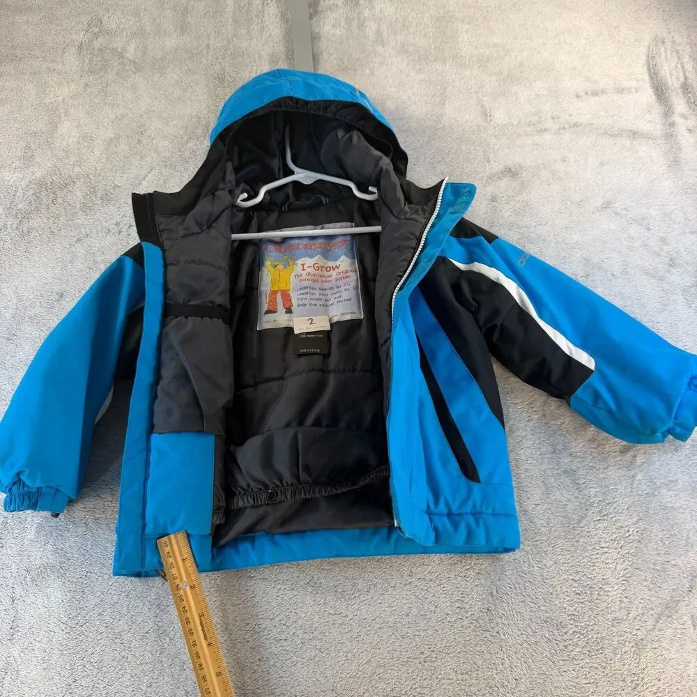 Obermeyer Kids Ski Jacket Size 2 Blue Hooded I-Grow Waterproof Winter Coat